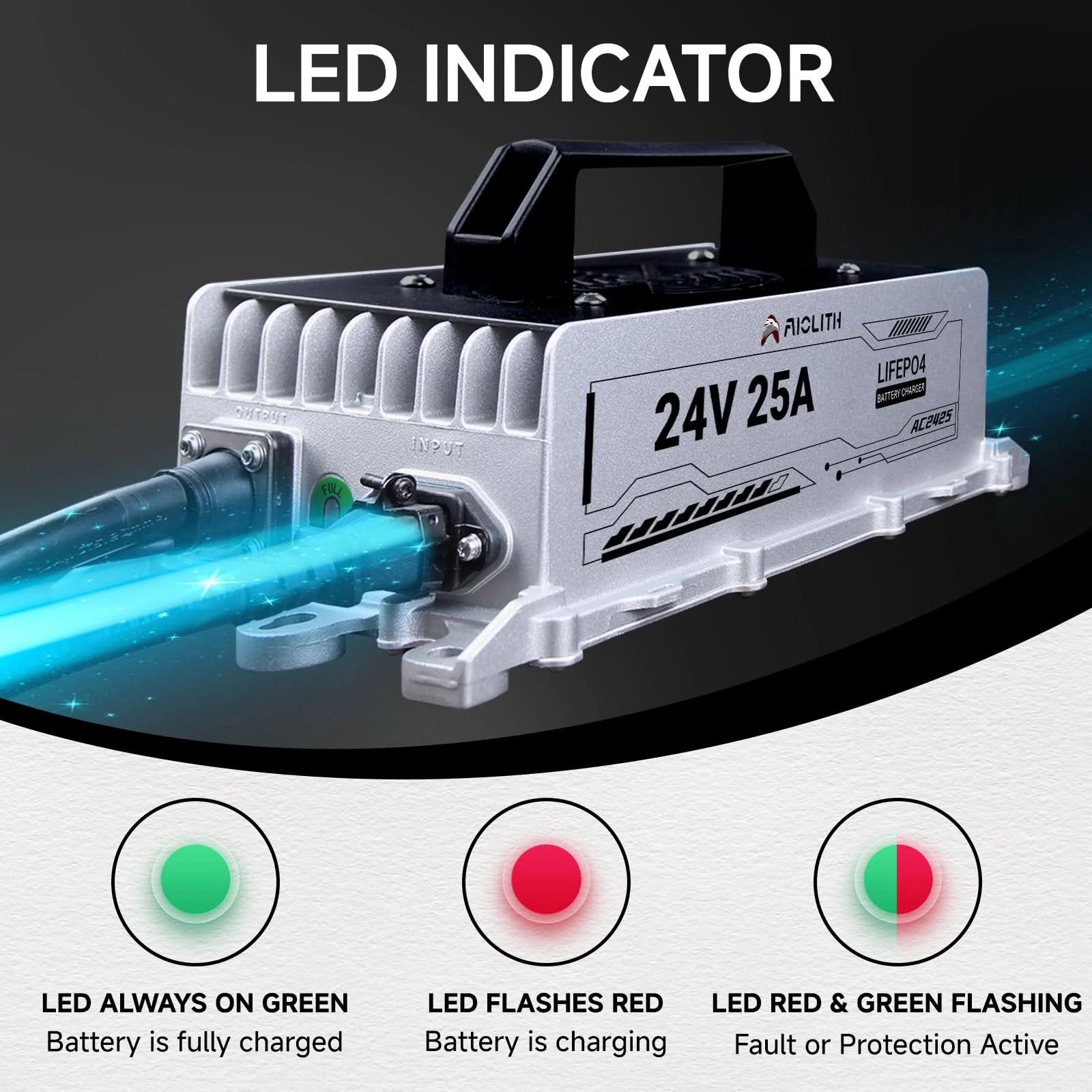 LiFePO4 Battery Charger with LED Indicator